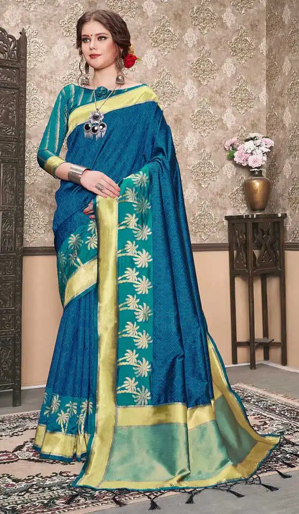 Blue Color Tanchui Art Silk Casual Wear Plus Size Saree Blouse - 564170492