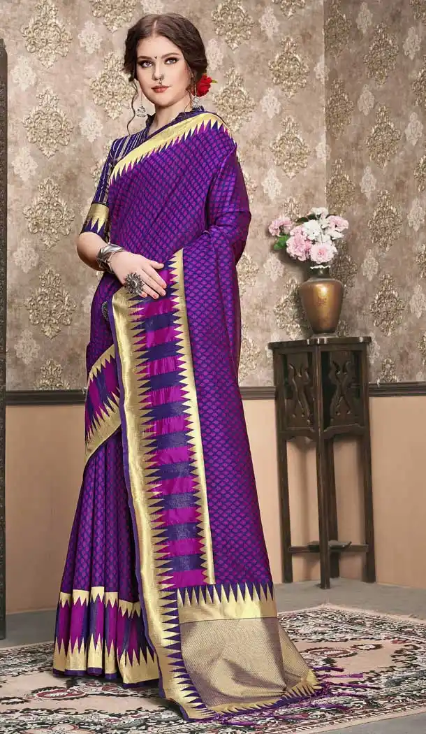 Dark Blue Color Tanchui Art Silk Casual Wear Plus Size Saree Blouse - 564170493