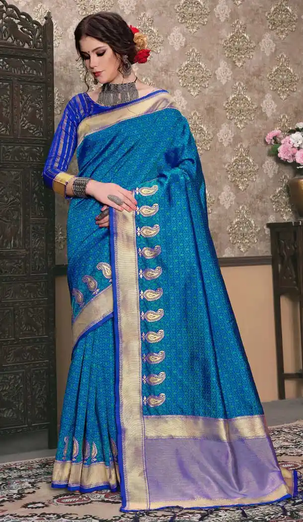 Tanchui Art Silk Blue Color Casual Wear Plus Size Saree Blouse - 564170494