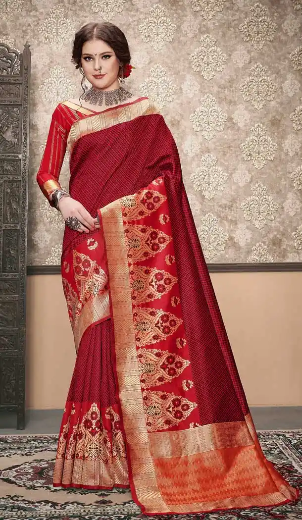 Tanchui Art Silk Red Color Casual Wear Plus Size Saree Blouse - 564170498