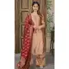 Banarasi Jacquard Copper Color Party Wear Palazzo Suit