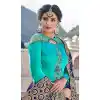 Aqua Green Color Satin Georgette Party Wear Churidar Salwar Kameez