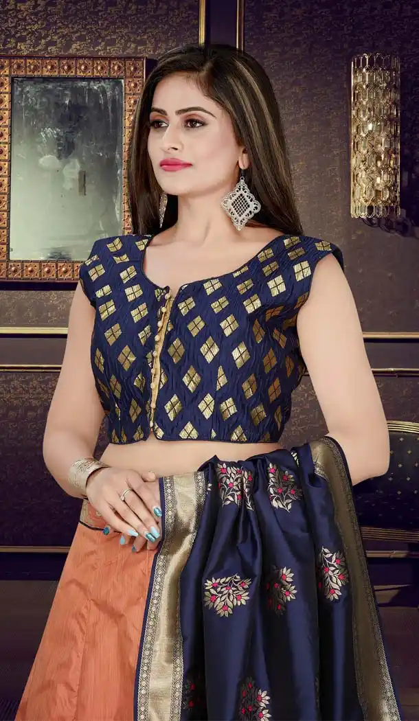 Orange Color Banarasi Jacquard Designer Readymade Lehenga Choli - 570571169