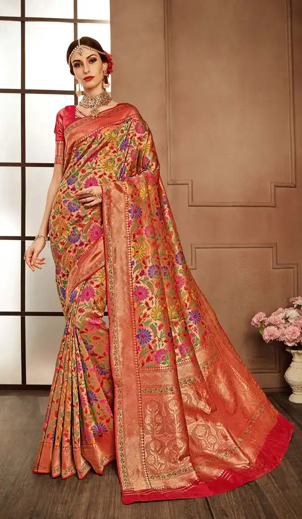 Alluring Red Color Banarasi Silk Designer Wedding Saree Blouse - 576971852