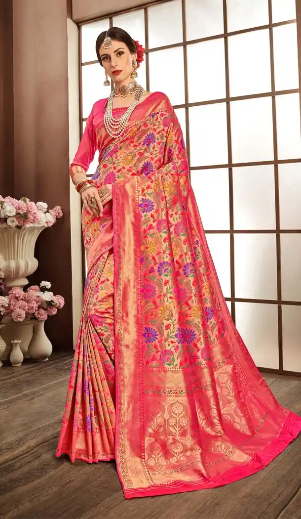Captivating Pink Color Banarasi Silk Designer Wedding Saree Blouse - 576971853