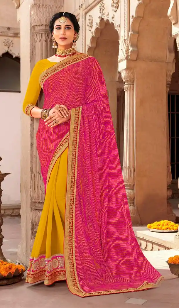 Charming MultiColor Georgette Stunning Printed Bandhani Sarees - 578472015