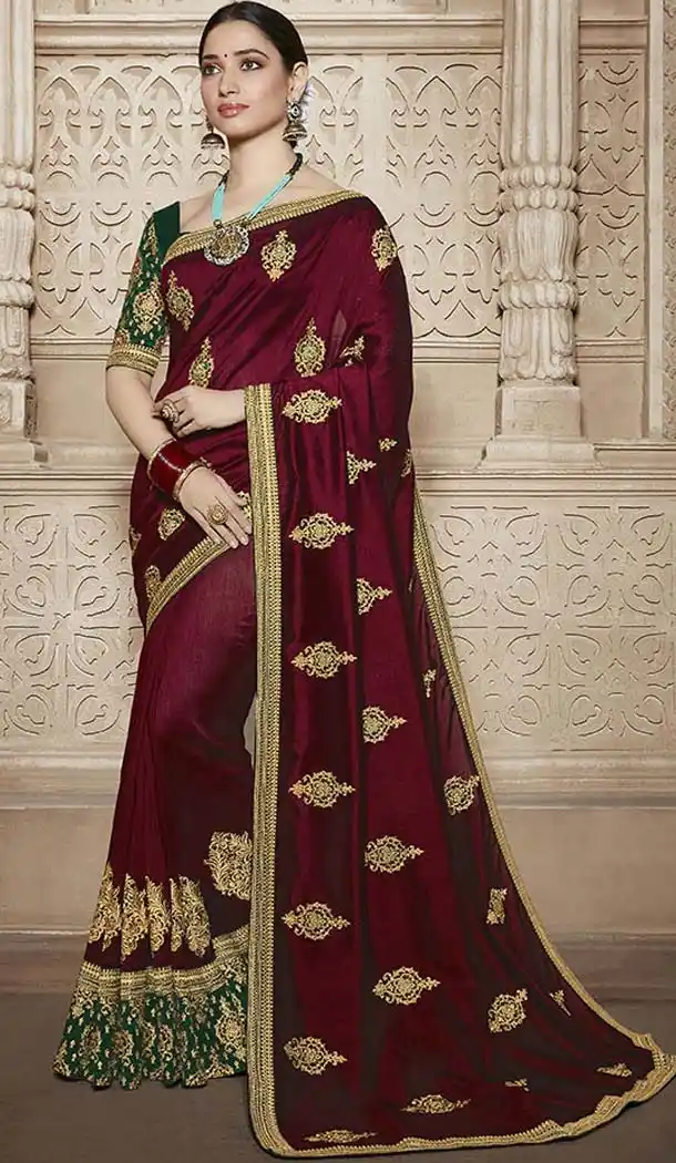 Maroon Color Traditional Wear Silk Tamannaah Bhatia Saree - 580172219