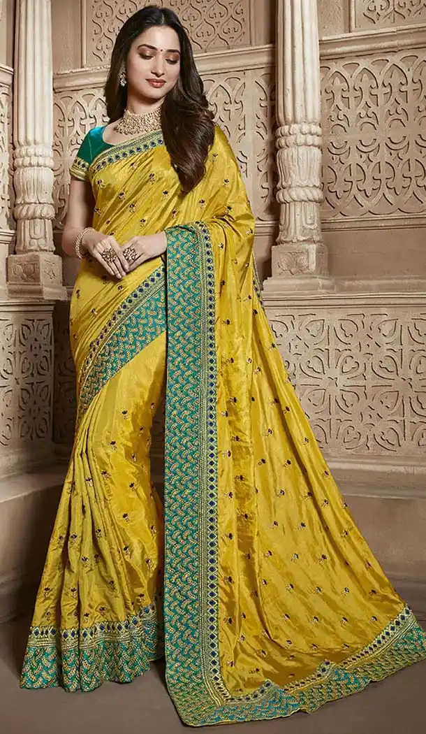 Yellow Color Traditional Wear Silk Tamannaah Bhatia Saree - 580172222