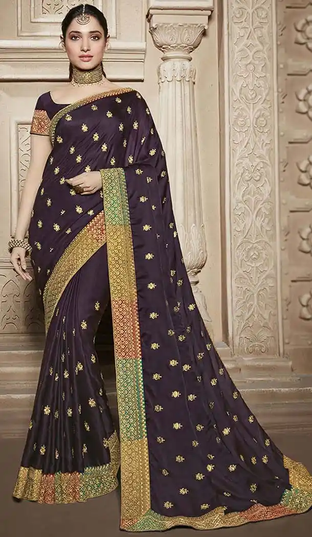 Unique Purple Color Traditional Wear Silk Tamannaah Bhatia Saree - 580172227
