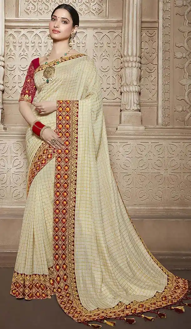 Beige Color Traditional Wear Silk Tamannaah Bhatia Saree - 580172228