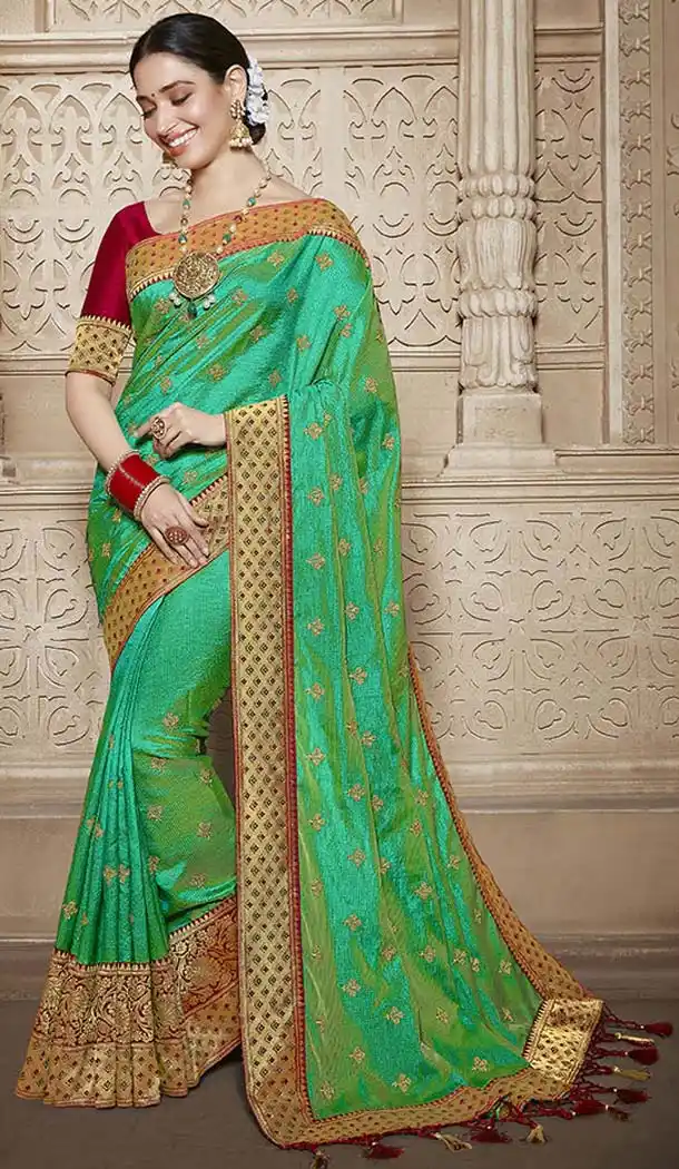 Unique Green Color Traditional Wear Silk Tamannaah Bhatia Saree - 580172235