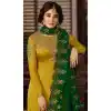 Unique Style Heavy Embroidery Satin Georgette Yellow Salwar Kameez