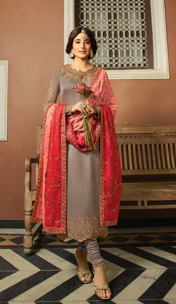 Heavy Georgette Beige Embroidery Salwar Kameez -581072322