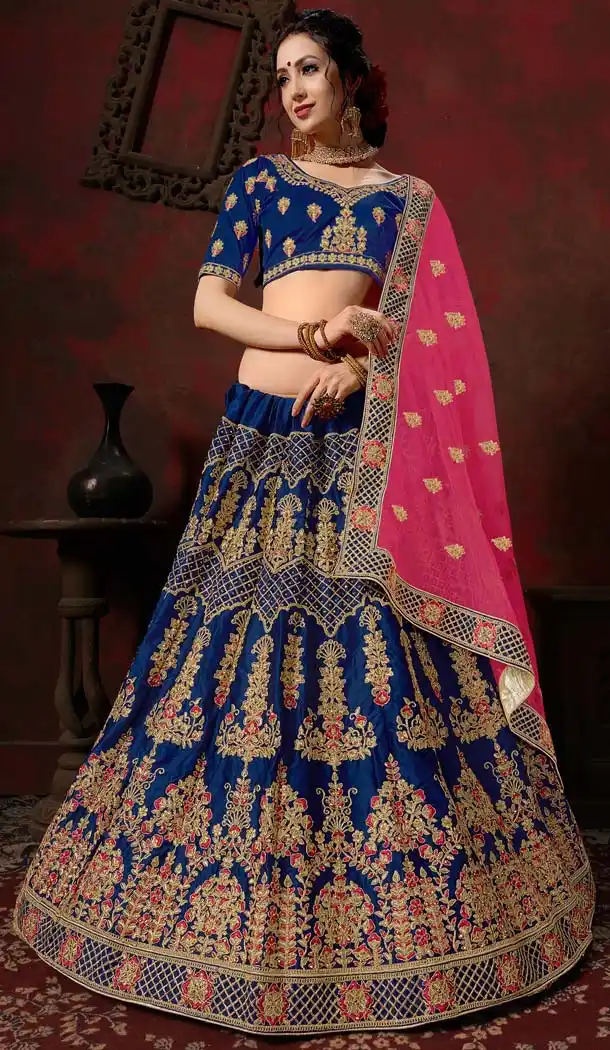 Wedding Blue Lehenga Choli Online -580772298