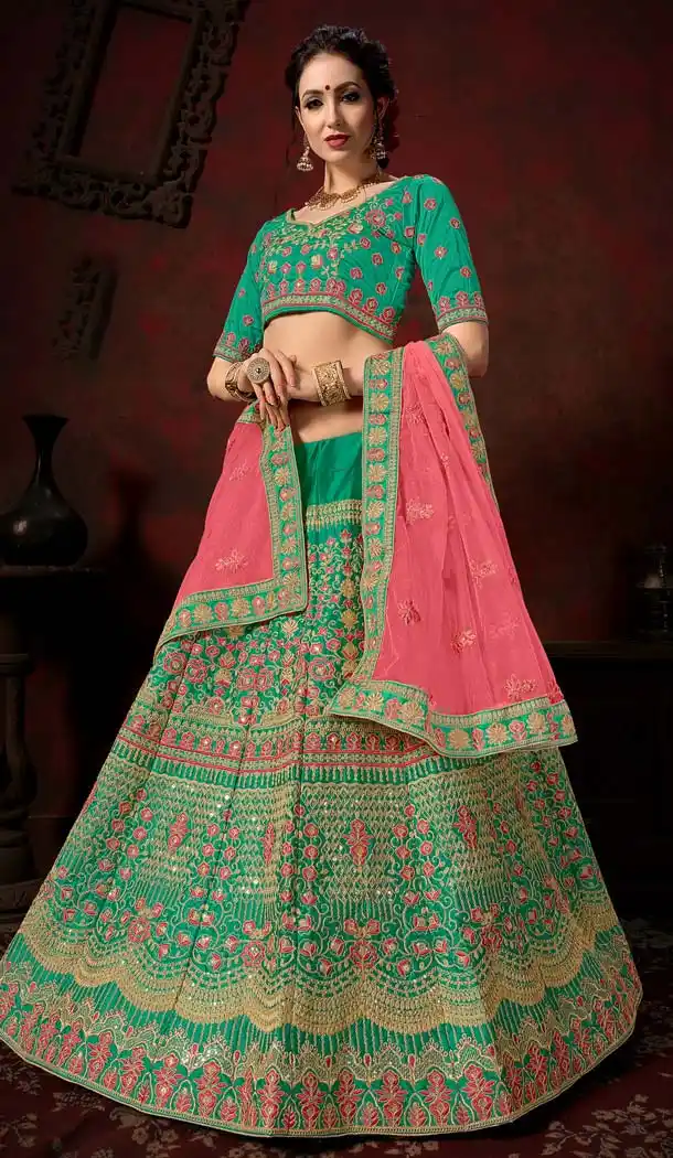 Wedding Lehenga Choli Designs in Green Color