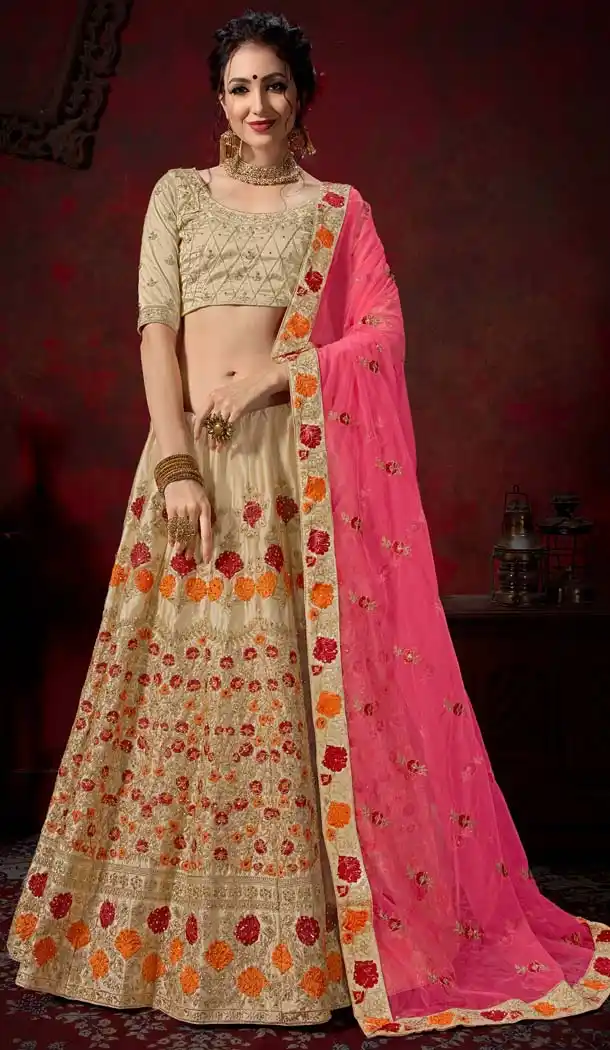 Designer Lehenga Choli Beige Self Cutting and Stitching  -580772302