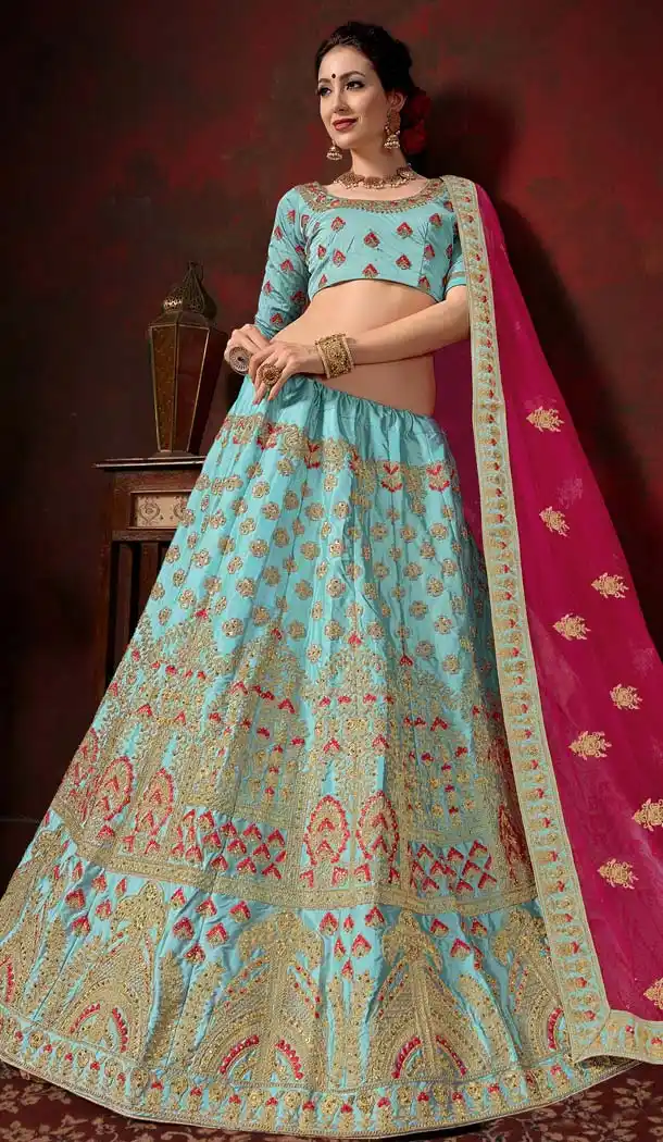 Designer Wedding BlueLehenga Choli For Bride -580772305