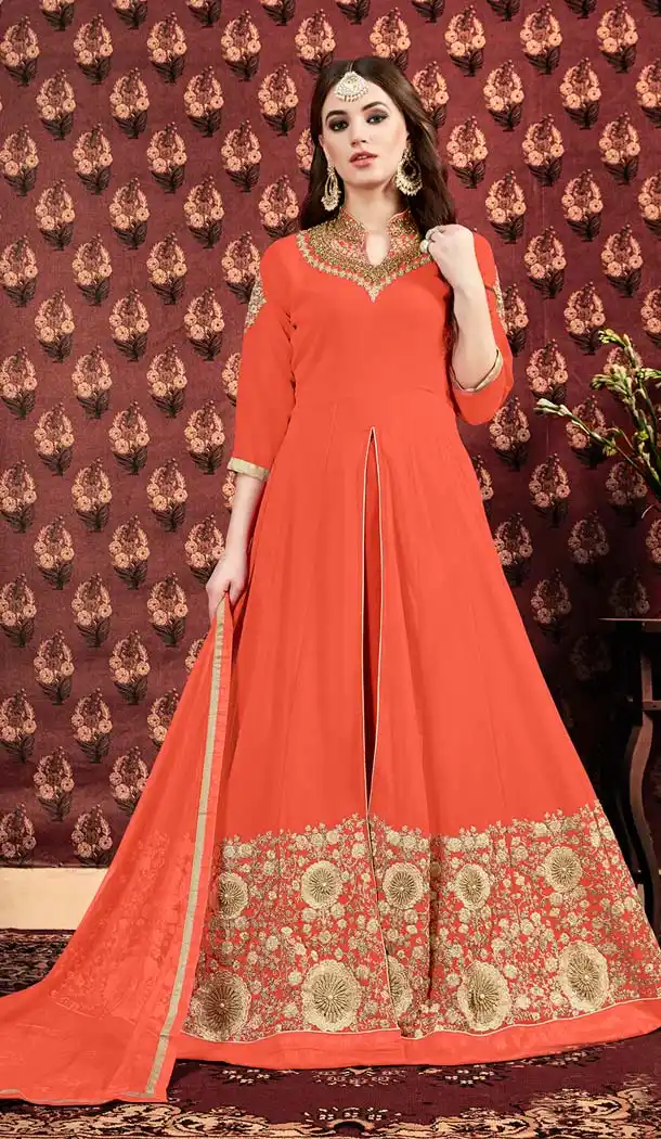Orange Indian And Pakistani Salwar Kameez Online -581172326