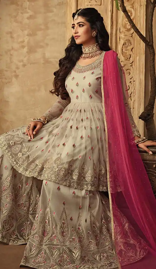 Off White Sharara Suits Online USA -581372335