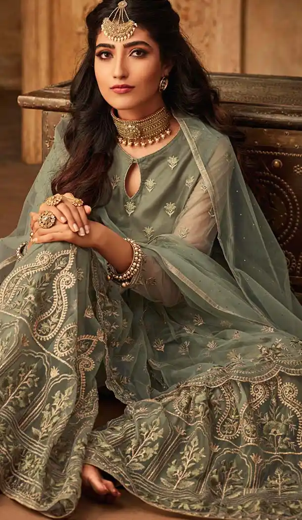 Sea Green Sharara Suit Designs Latest -581372339