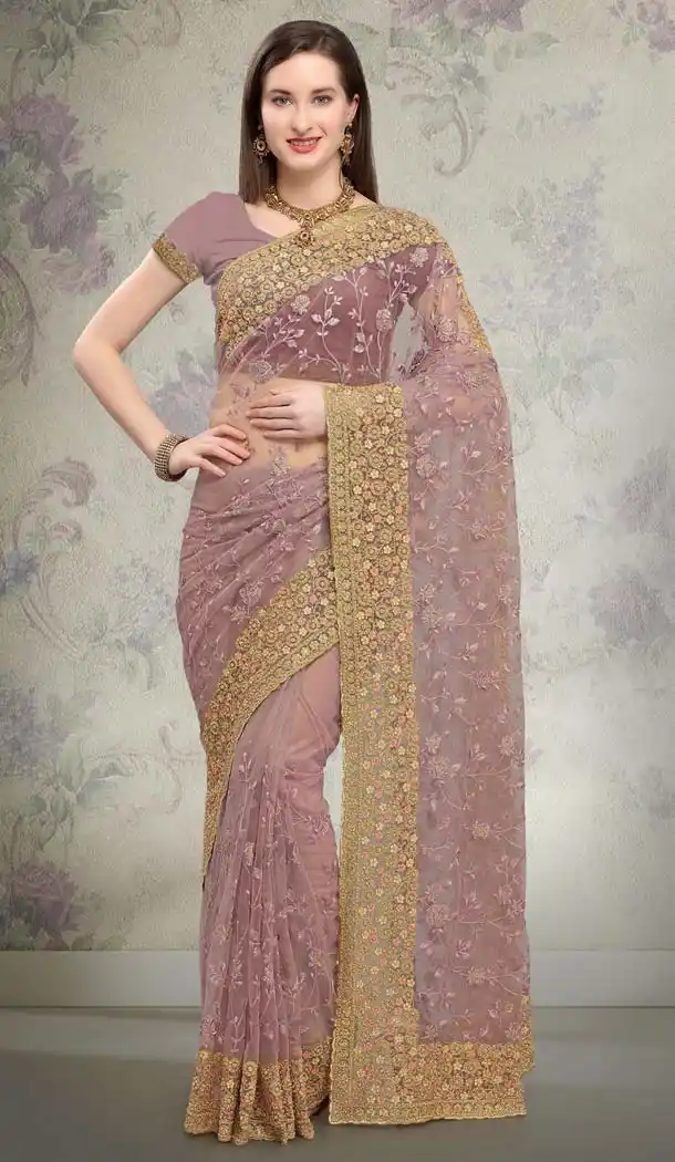 Designer Net Wine Sarees Online Shopping -581672357