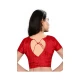 Red Color Raw Silk Fancy Neck Plus Size Readymade Casual Blouse -4583900