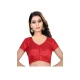 Red Color Raw Silk Fancy Neck Plus Size Readymade Casual Blouse -4583900