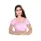 Pink Color Raw Silk Fancy Neck Plus Size Readymade Casual Blouse -4583901