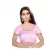 Pink Color Raw Silk Fancy Neck Plus Size Readymade Casual Blouse -4583901