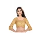 Chiku Color Raw Silk Fancy Neck Plus Size Readymade Casual Blouse -4583903