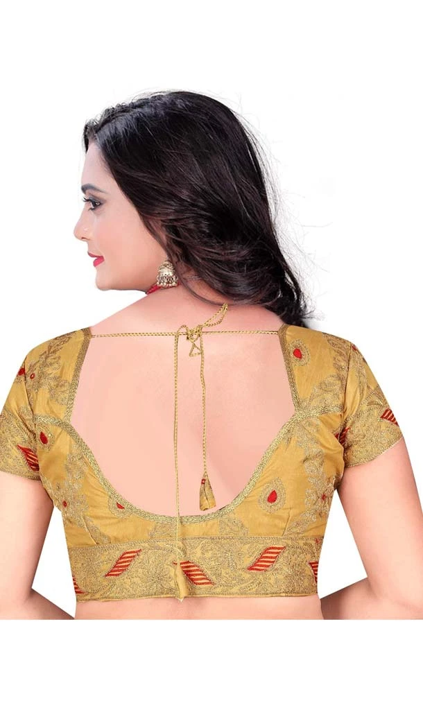 Chiku Color Raw Silk Plus Size Readymade Party Blouse -4744043