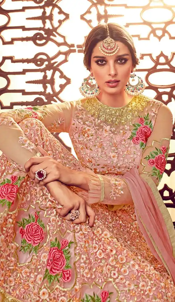Light Pink Color Butterfly Net Pakistani Style Designer Salwar Kameez -420361779