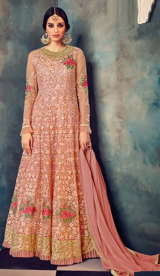 Light Pink Color Butterfly Net Pakistani Style Designer Salwar Kameez -420361779