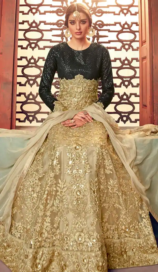 Black Color Butterfly Net Pakistani Style Designer Salwar Kameez -420361780