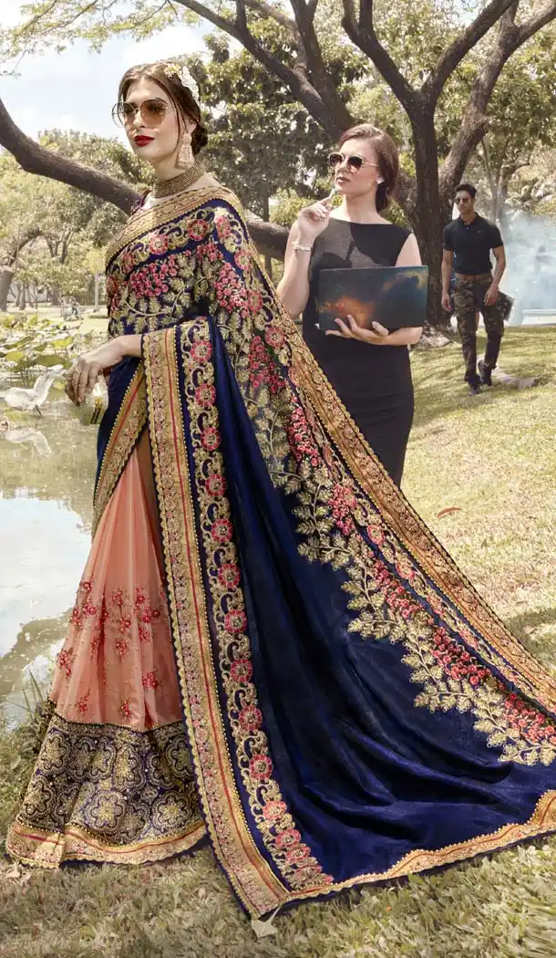 Blue Color Pure Georgette Designer Wear Saree -425662176