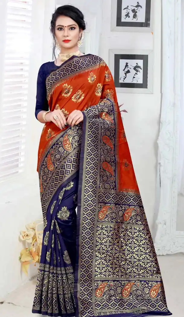 Treditional Blue Color Silk Wear Woven Saree Blouse -426362247