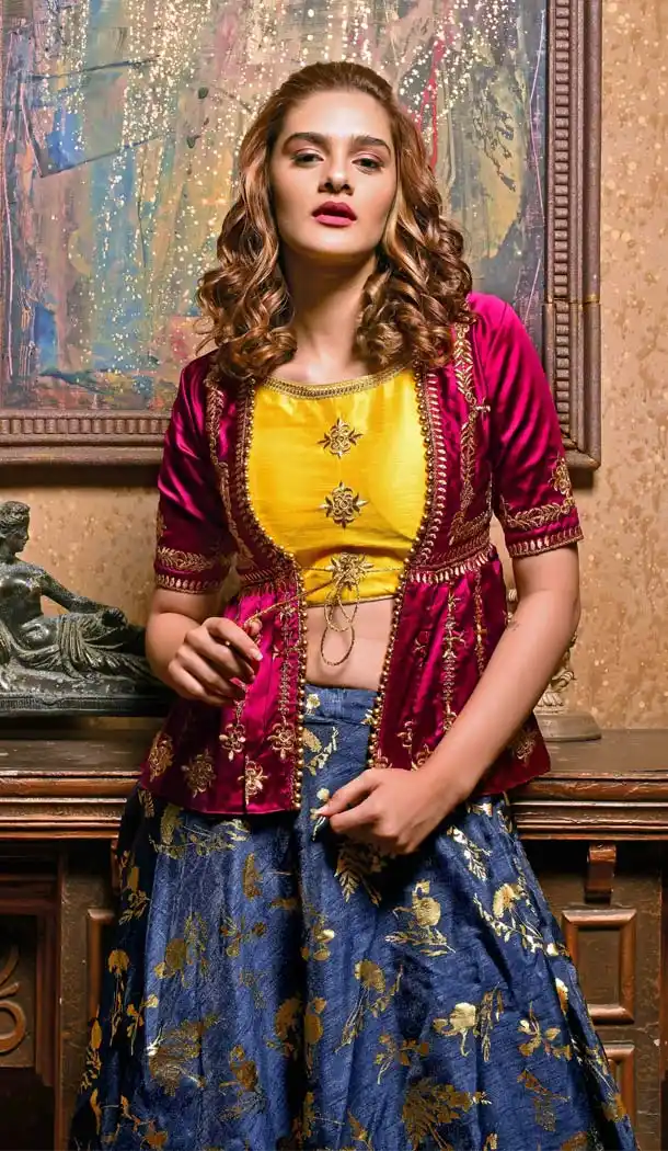 Navy Blue Color Silk Designer Sangeet Ceremony Lehenga Choli -588473067