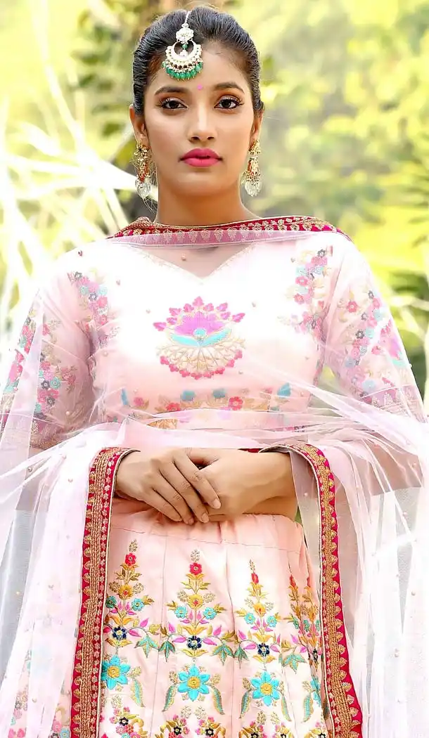 Baby Pink Color Silk Designer Sangeet Ceremony Lehenga Choli -588473068