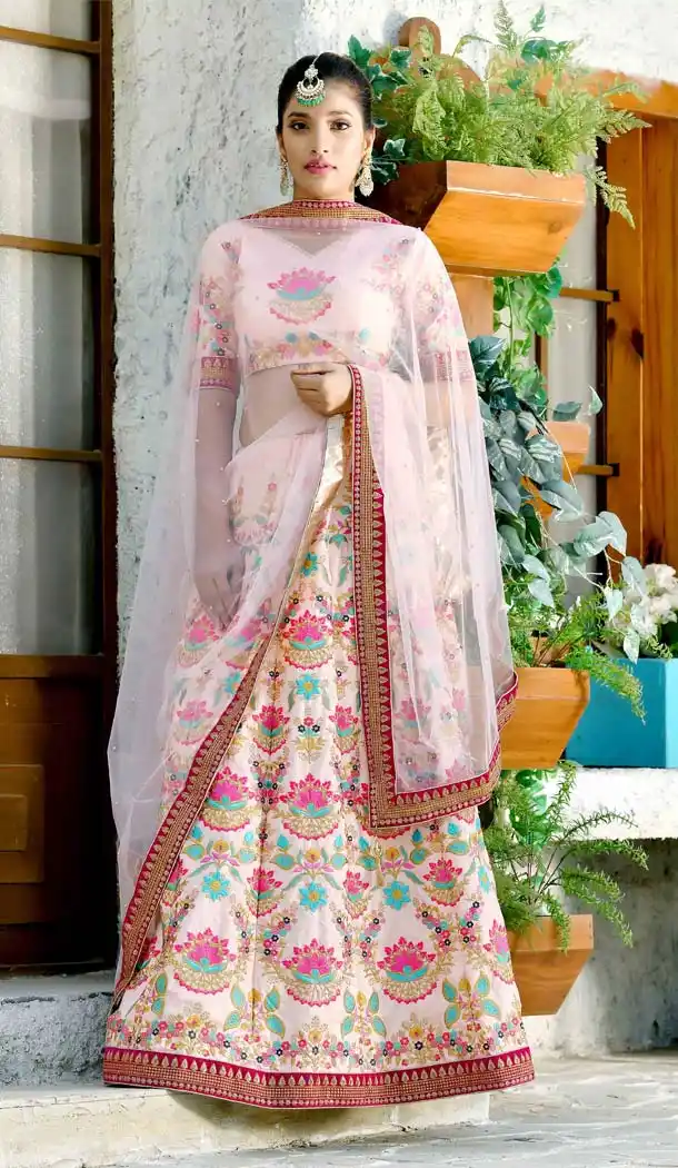 Baby Pink Color Silk Designer Sangeet Ceremony Lehenga Choli -588473068