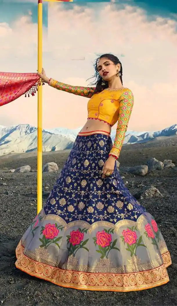 Splendorous Blue Color Silk Designer Wedding Lehenga Choli -426662263