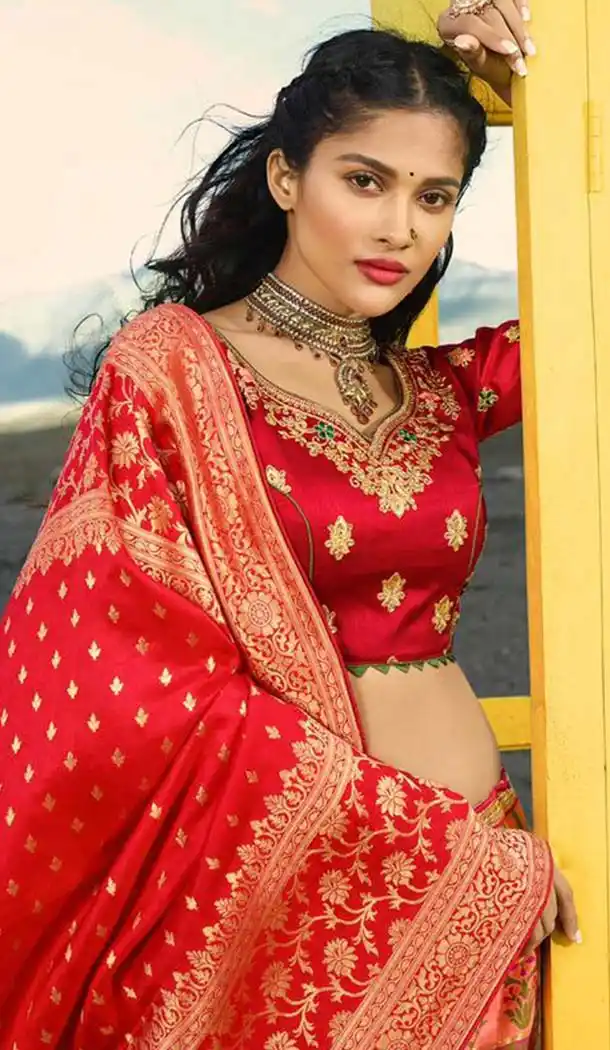 Designer Silk Orange Color Wedding Lehenga Choli -426662272