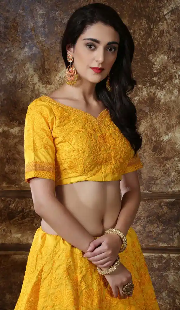 Yellow Color Silk Lucknowi Designer Lehenga Choli -591373434