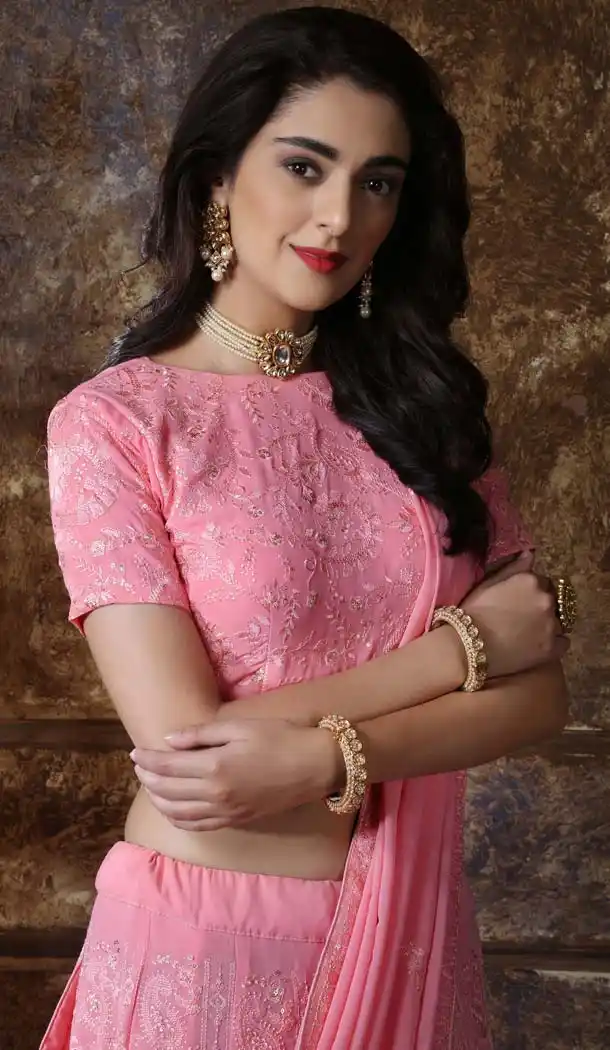 Dusty Pink Color Silk Lucknowi Designer Lehenga Choli -591373435