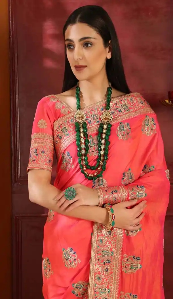 Pink Color Silk Designer Traditional Wear Saree Blouse -589973182