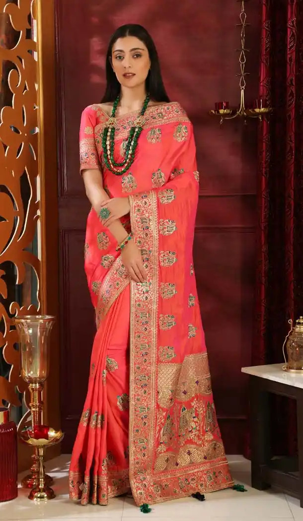 Pink Color Silk Designer Traditional Wear Saree Blouse -589973182