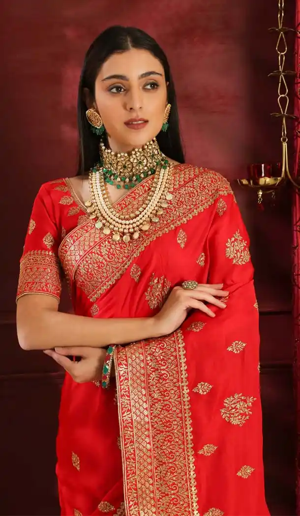 Red Color Silk Designer Traditional Wear Saree Blouse -589973188