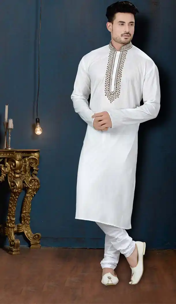 Off White Color Rafael Cotton Plus Size Men Kurta Pajama -594273849