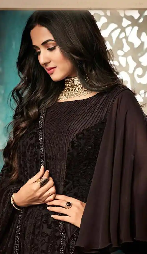 Brown Color Pure Silk Designer Party Wear Salwar Suit -595474039