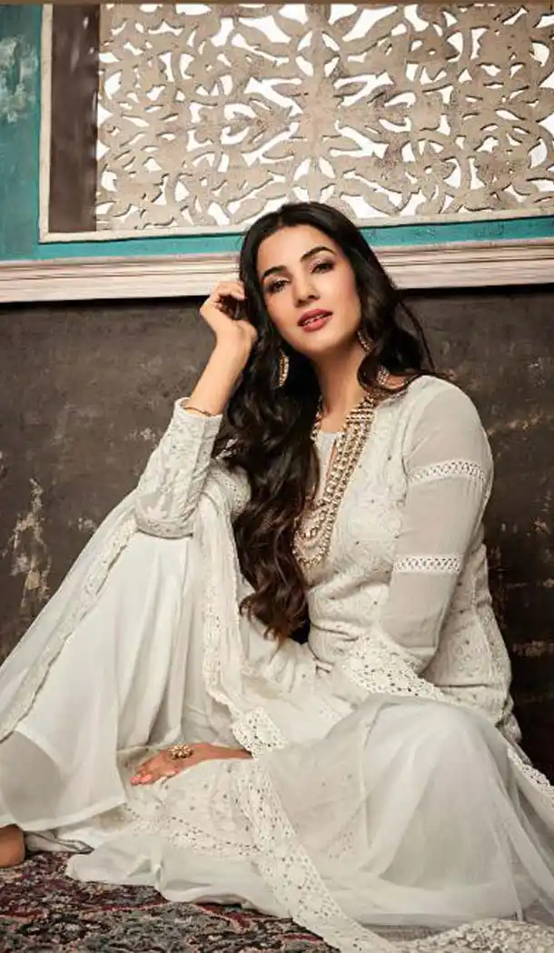 White Color Georgette Designer Party Wear Salwar Suit -595474041
