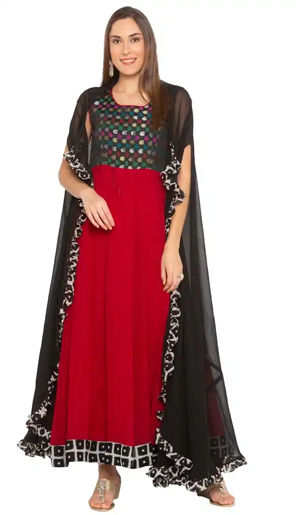 Maroon Color Georgette Readymade Plus Size Salwar Kameez -601274796